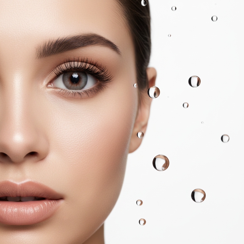 Woman with dark eyes wearing gray colored contact lenses – Savvenart