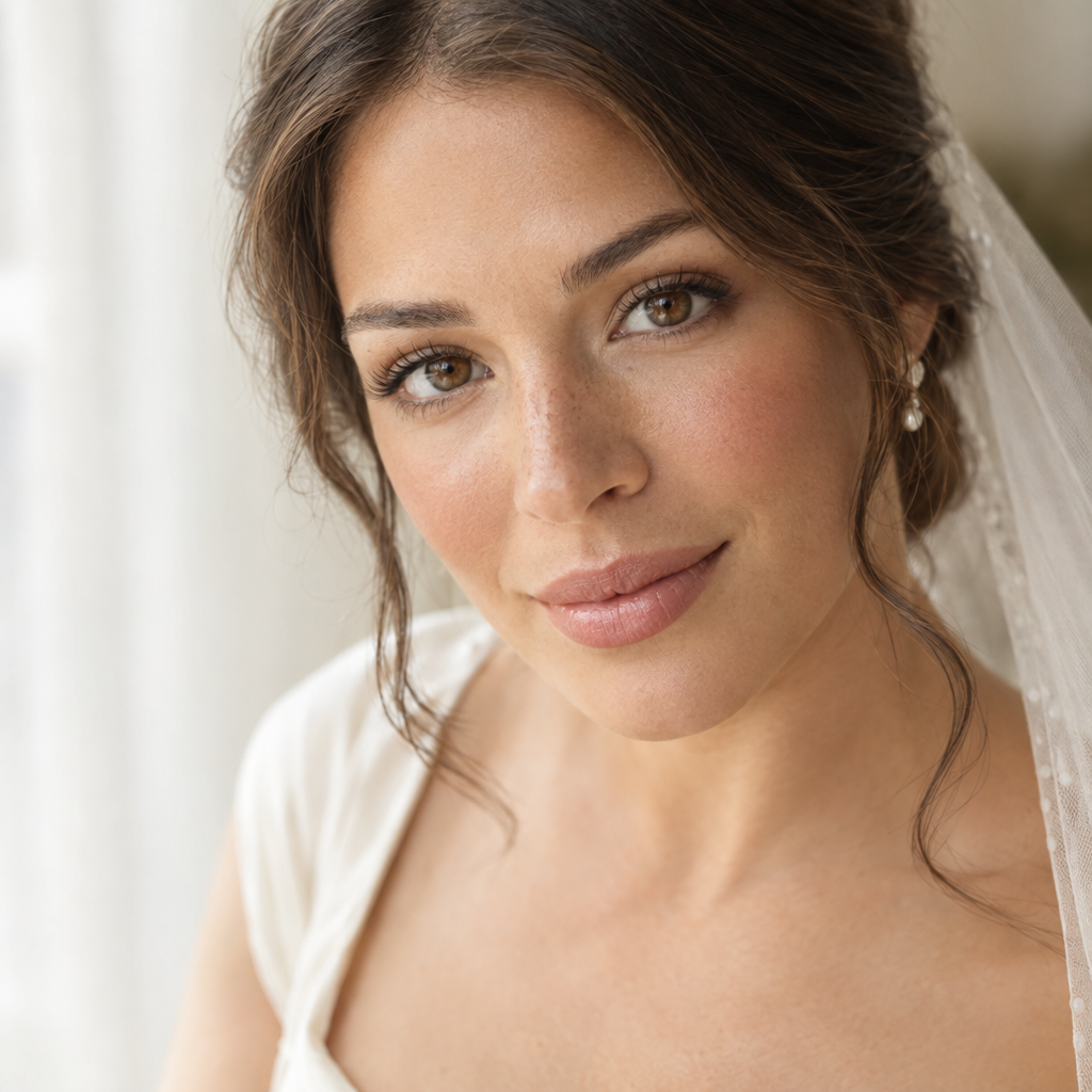 Bride in a veil with softly defined brown eyes | Savvenart