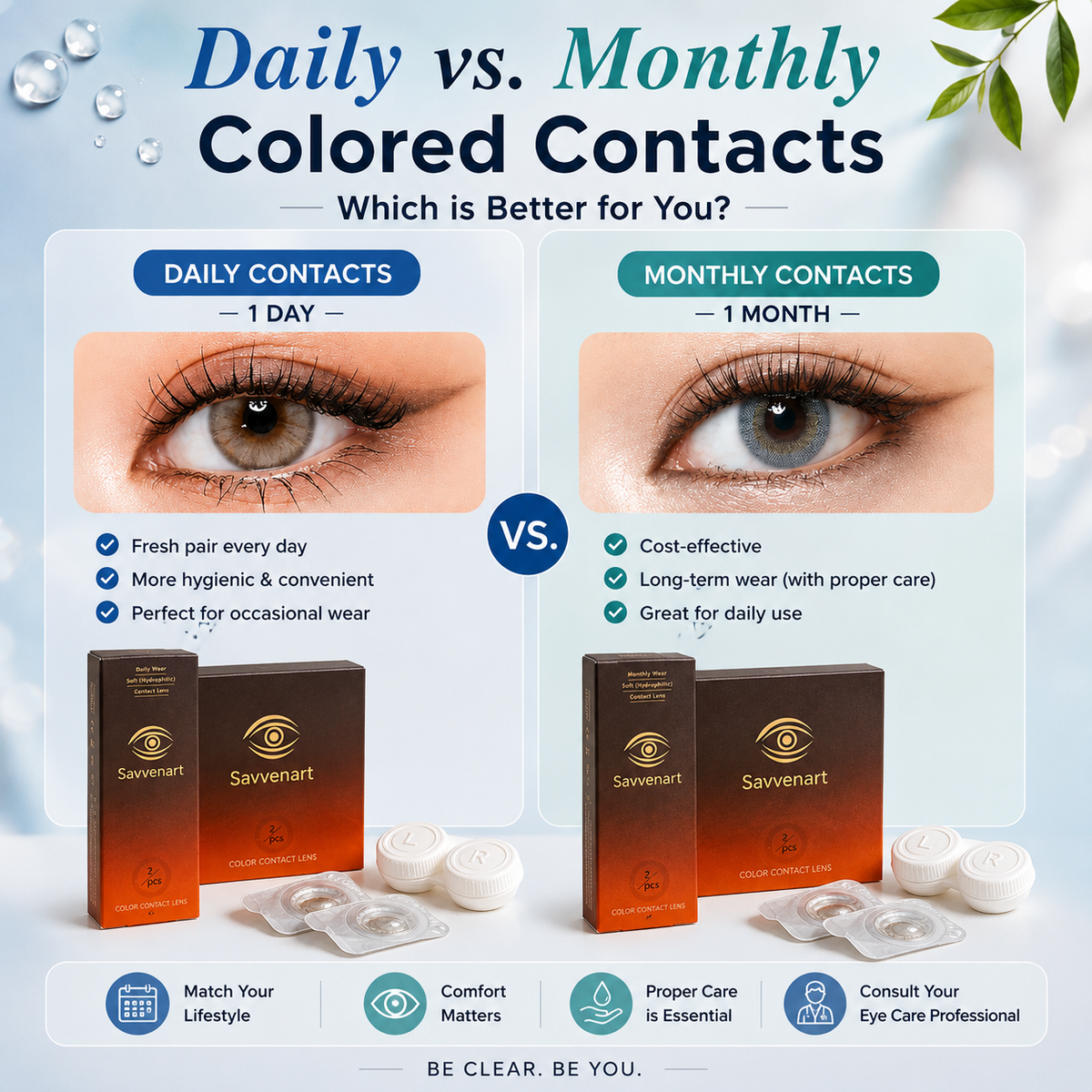 Daily vs Monthly Colored Contacts: Which Is Better for Your Lifestyle - Savvenart