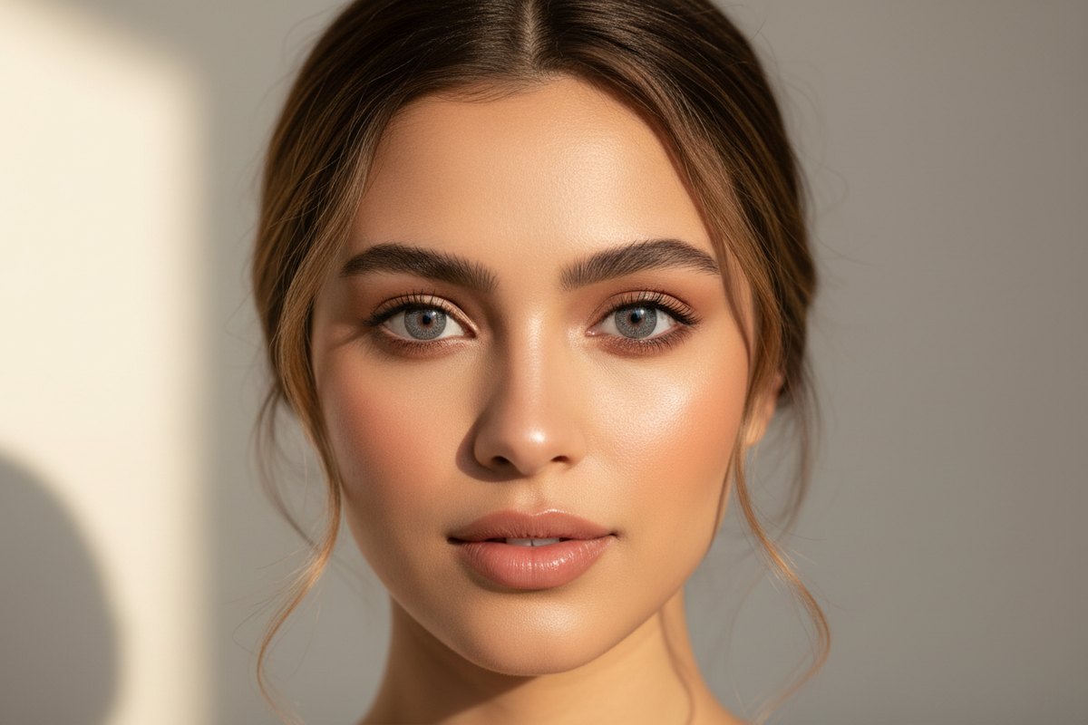 Woman wearing gray contact lenses with natural makeup — Savvenart gray color contacts lifestyle look