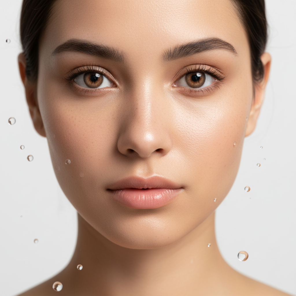 Woman with dark eyes wearing natural hazel brown colored contact lenses – Savvenart