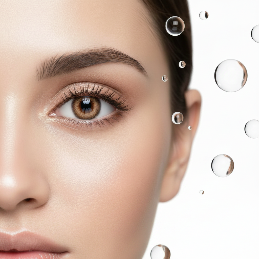 Woman wearing warm brown colored contact lenses – Savvenart